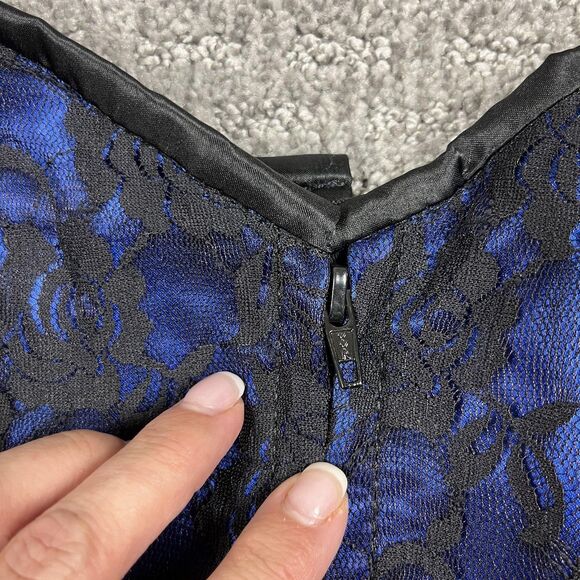 Lavish Daisy Corsets Top Women XL Blue Black Lace Dark Floral Whimsigoth Bustier - Picture 3 of 11